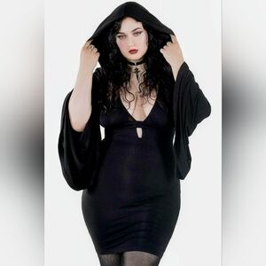 Killstar Deity Gothic Punk Witch Pagan Alternative Hooded Cloak Dress